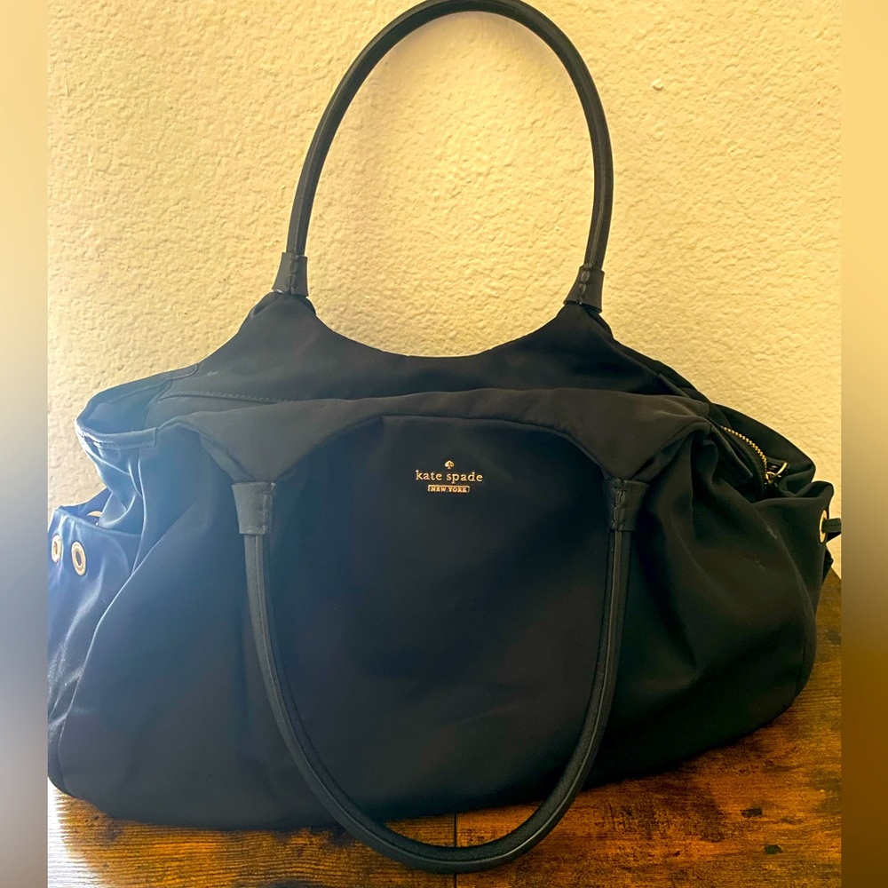 kate spade black baby bag tote